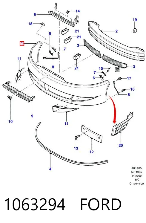 Передний бампер 1063294 Ford