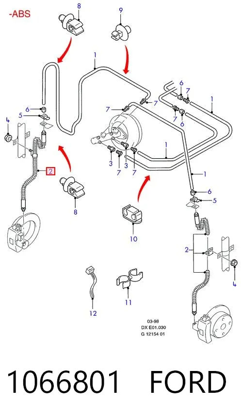 Шланг тормозной передний правый 1066801 Ford