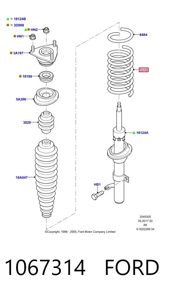 Передняя пружина 1067314 Ford