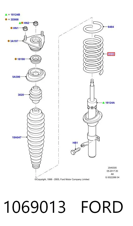 Передняя пружина 1069013 Ford
