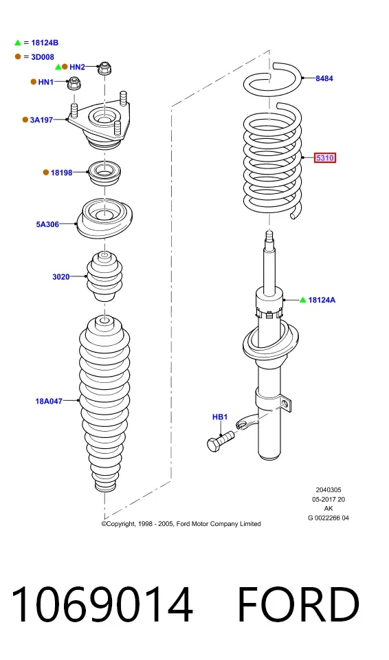 Передняя пружина 1069014 Ford