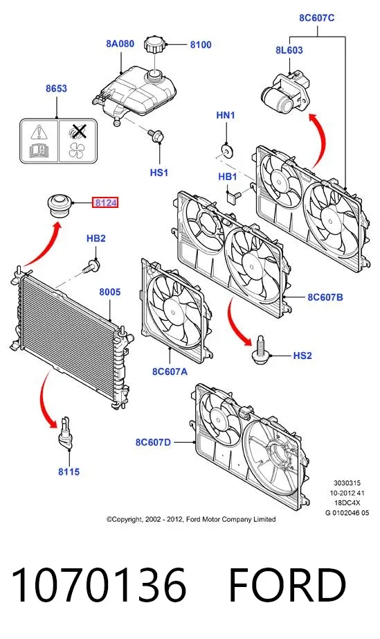 Кронштейн радиатора нижний 1070136 Ford