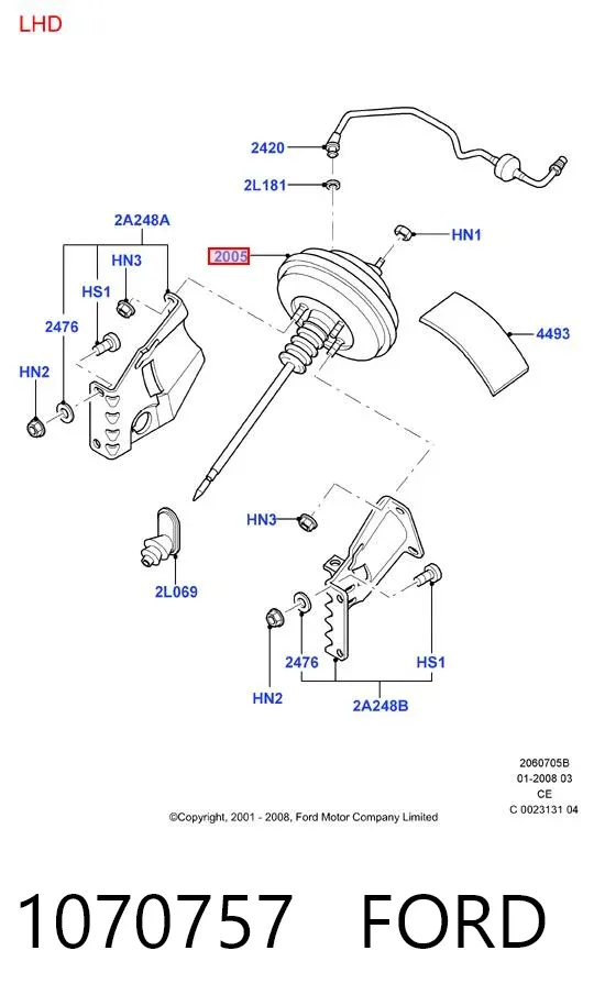 Усилитель тормозов 1070757 Ford