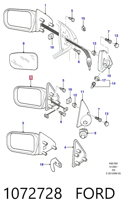 Левое боковое зеркало 1072728 Ford