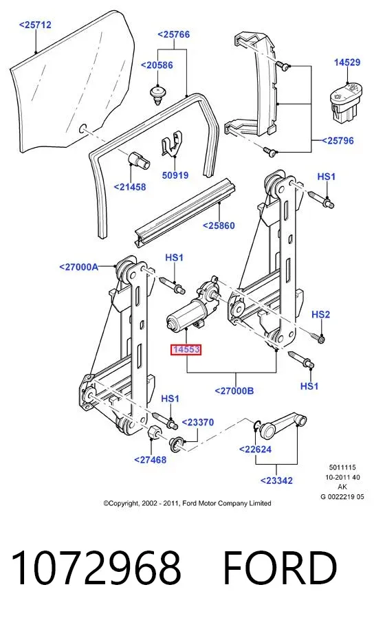 Мотор стеклоподъемника двери задней левой 1072968 Ford