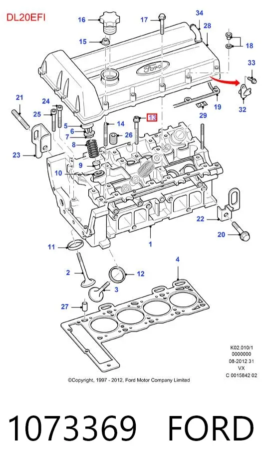 Болт ГБЦ 1073369 Ford