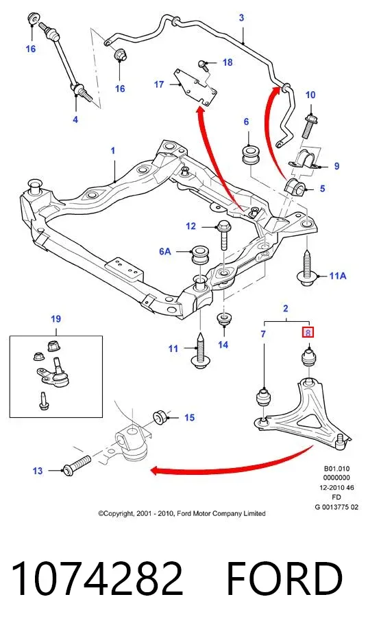 Сайлентблок переднего рычага 1074282 Ford