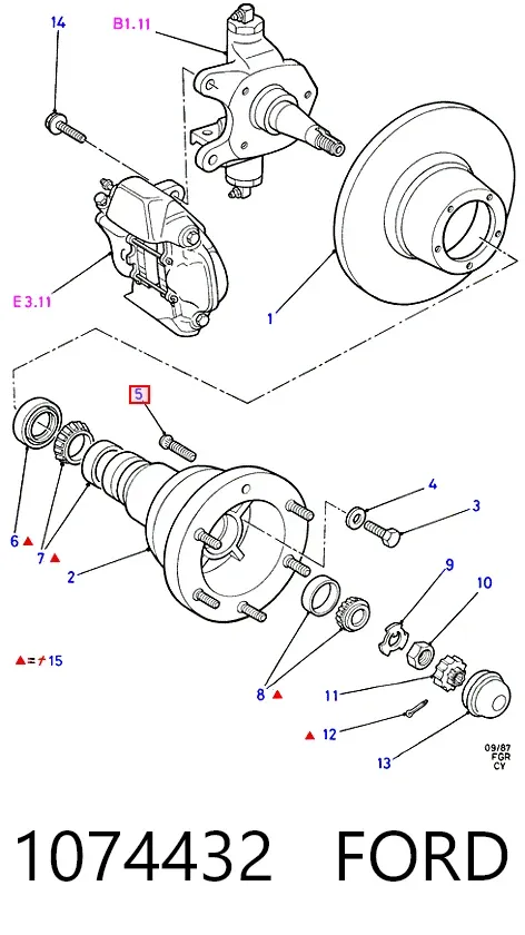 Шпилька колесная передняя 1074432 Ford