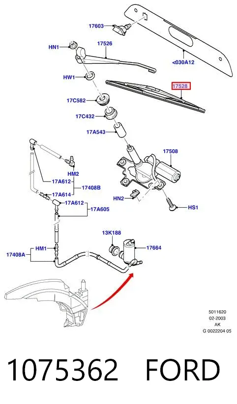 Дворник задний 1075362 Ford