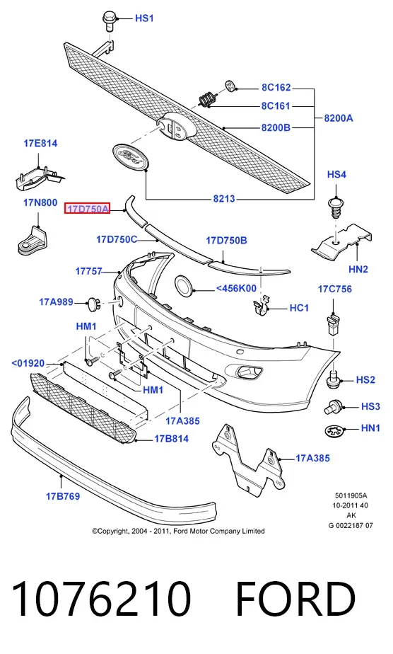 Передний бампер 1076210 Ford