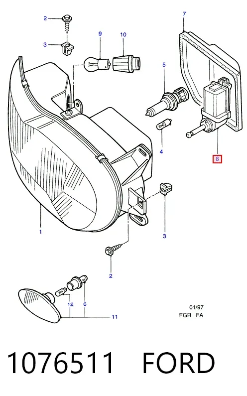 Корректор фар 1076511 Ford
