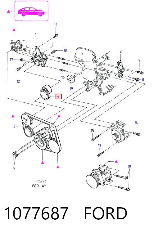 Натяжитель приводного ремня 1077687 Ford