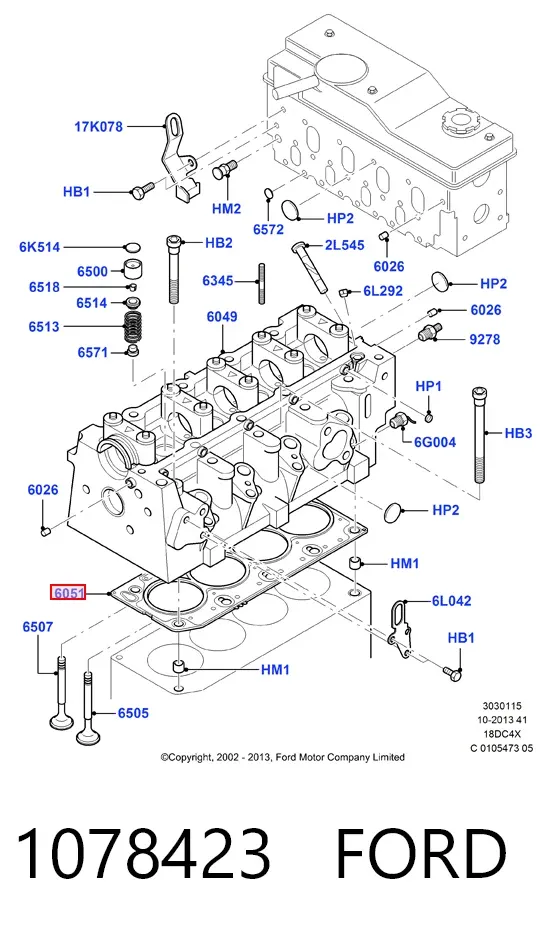 Прокладка ГБЦ 1078423 Ford