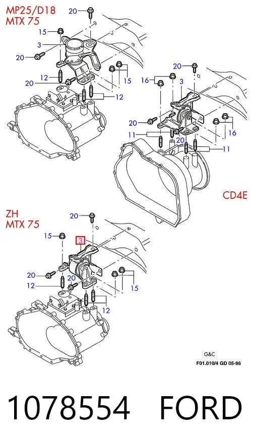Левая подушка двигателя 1078554 Ford