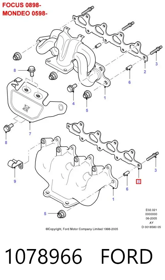 Прокладка коллектора 1078966 Ford
