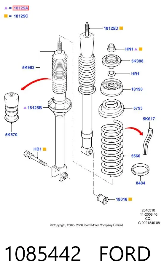 Амортизатор задний 1085442 Ford