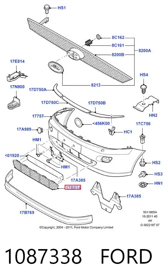 Решетка бампера переднего 1087338 Ford