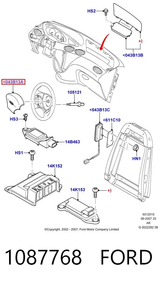 Подушка безопасности водителя 1087768 Ford