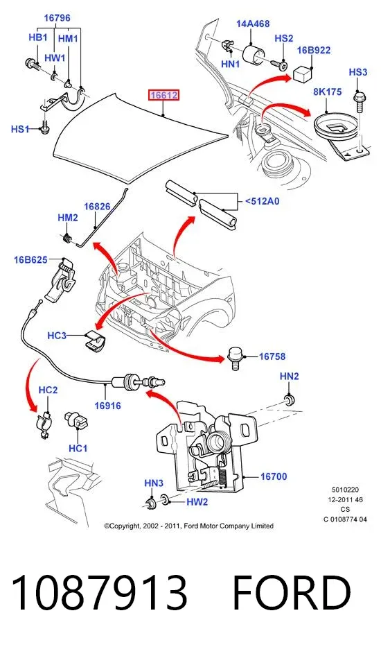 Капот 1087913 Ford