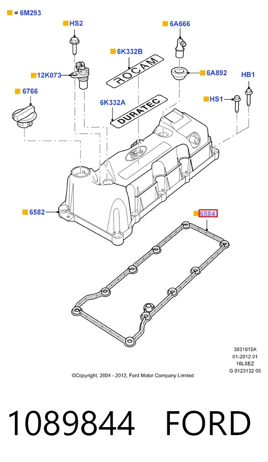 Прокладка клапанной крышки 1089844 Ford