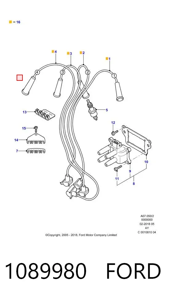 Высоковольтные провода 1089980 Ford