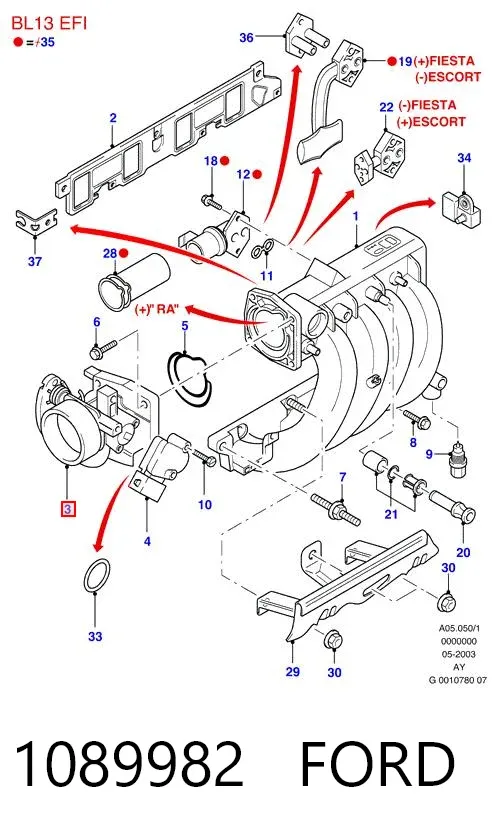 Дроссельная заслонка 1089982 Ford
