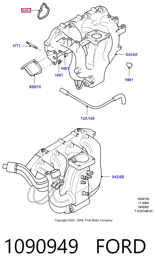 Прокладка впускного коллектора 1090949 Ford