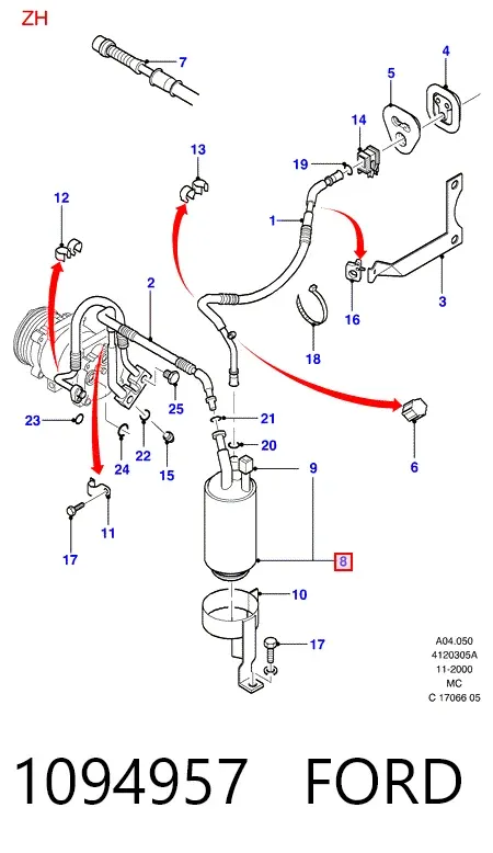 Осушитель кондиционера 1094957 Ford