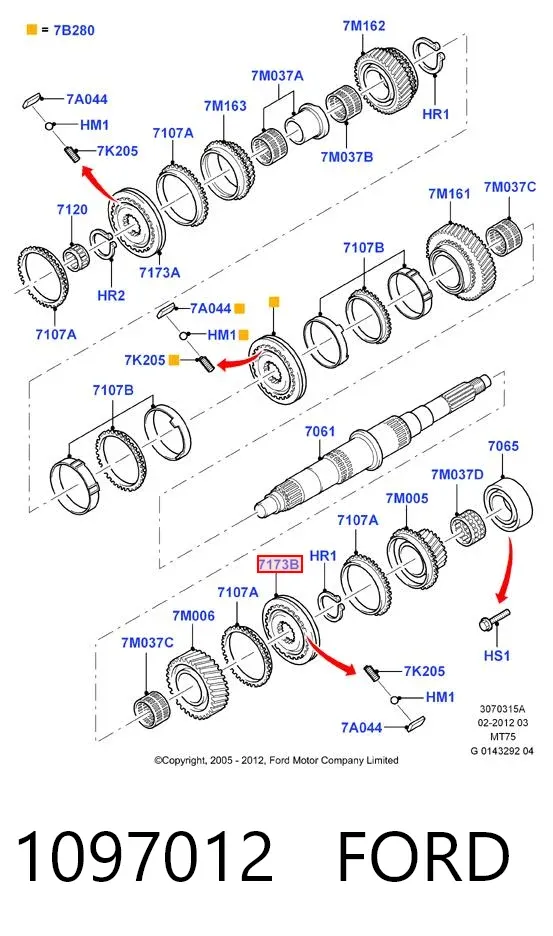 Синхронизатор 1/2-й передачи 1097012 Ford