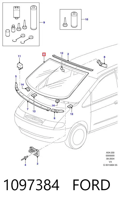 Лобовое стекло 1097384 Ford