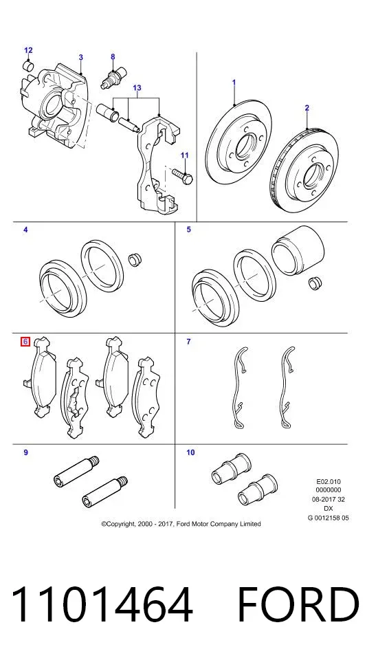 Передние тормозные колодки 1101464 Ford