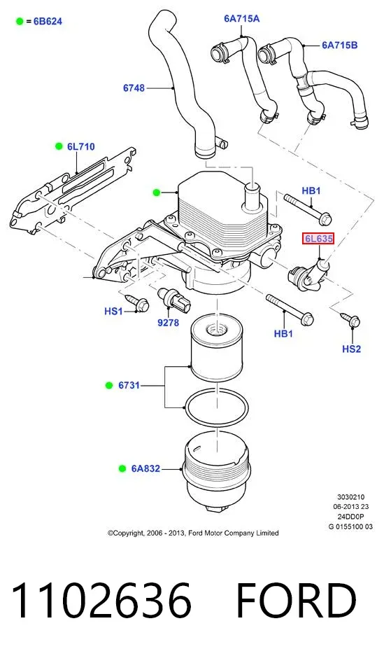 Термостат системы смазки двигателя 1102636 Ford