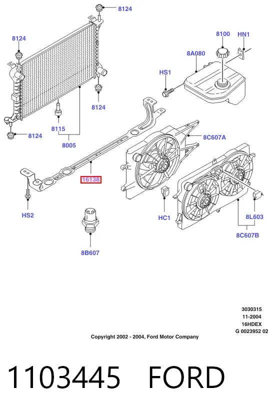 Суппорт радиатора нижний 1103445 Ford