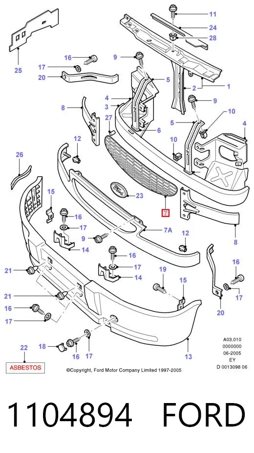 Решетка радиатора 1104894 Ford