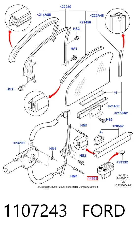 Кнопка стеклоподъемника передняя 1107243 Ford