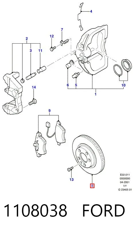 Передние тормозные диски 1108038 Ford