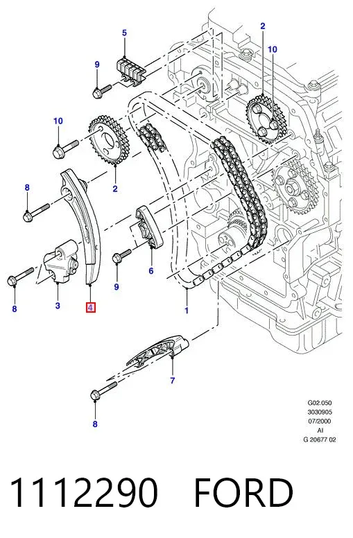 Башмак натяжителя цепи ГРМ 1112290 Ford