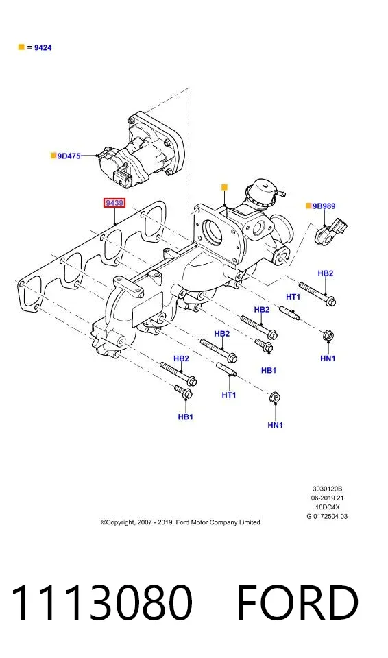 Прокладка впускного коллектора 1113080 Ford