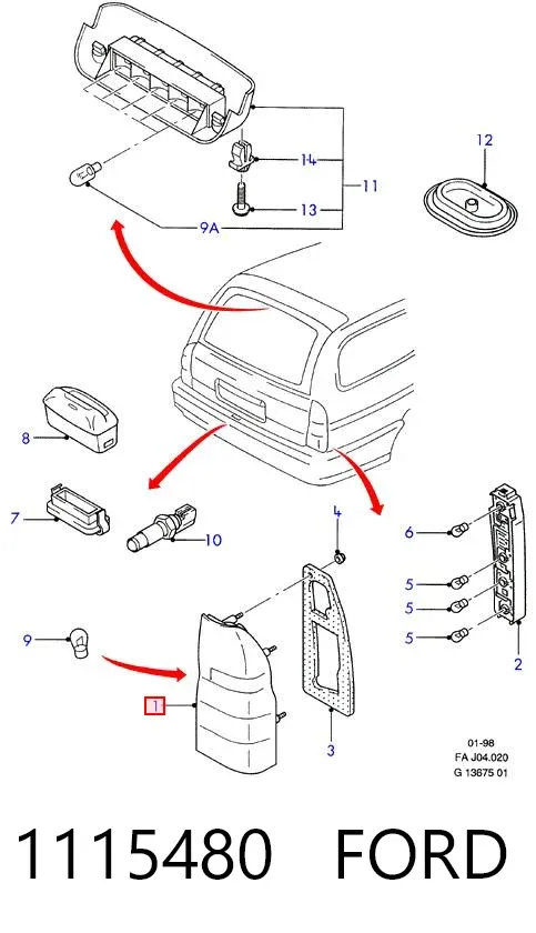 Задний фонарь 1115480 Ford