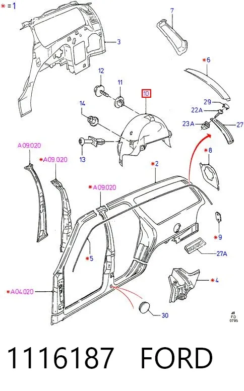Подкрылок задний правый 1116187 Ford