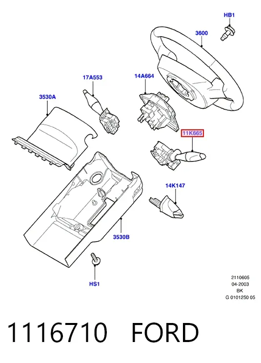 Левый подрулевой переключатель 1116710 Ford