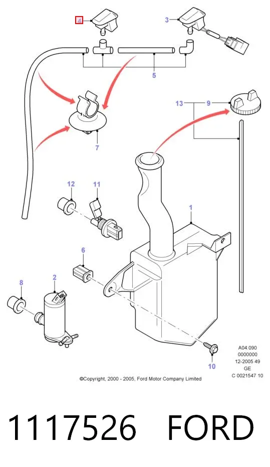 Форсунка омывателя 1117526 Ford