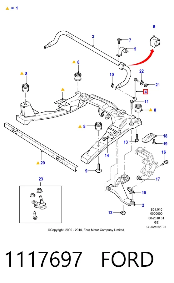 Стойка переднего стабилизатора 1117697 Ford