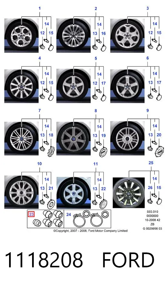 Колесный болт 1118208 Ford
