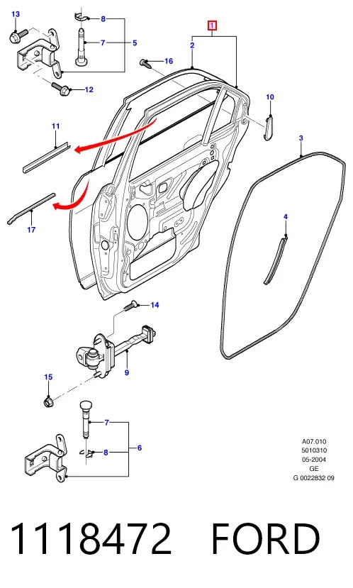 Дверь задняя правая 1118472 Ford