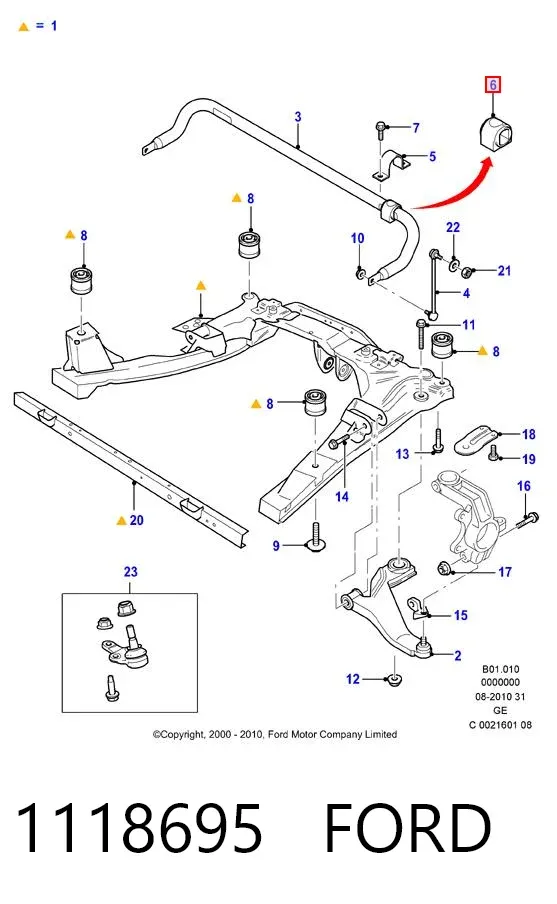 Втулка стабилизатора переднего 1118695 Ford