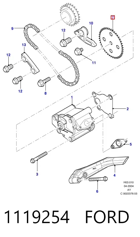 Шестерня масляного насоса 1119254 Ford
