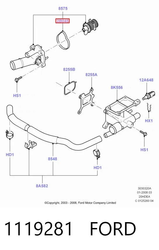 Прокладка корпуса термостата 1119281 Ford