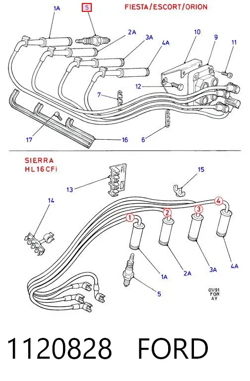 Свечи зажигания 1120828 Ford