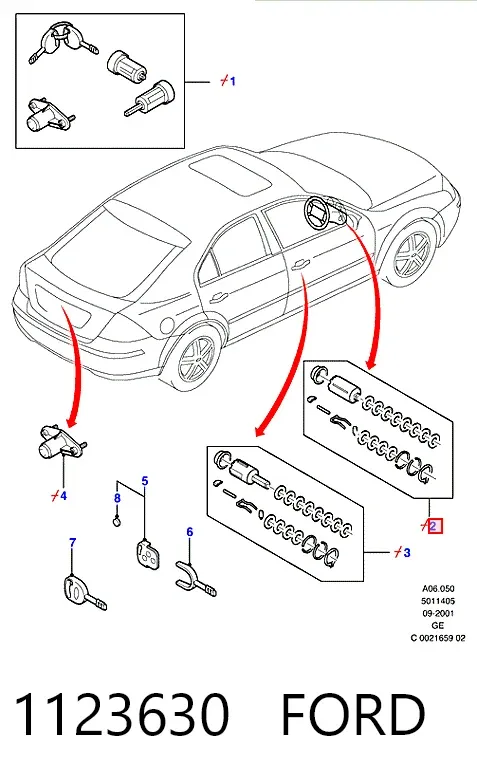 Личинка замка зажигания 1123630 Ford